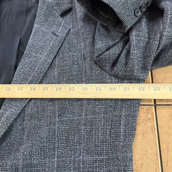 VTG Haggar Imperial Sz 42R Black Gray Plaid Silk Wool Sport Coat Jacket Blazer - Picture 7 of 11